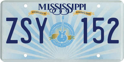 MS license plate ZSY152