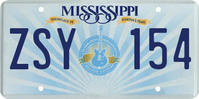 MS license plate ZSY154