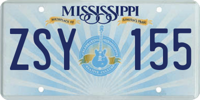 MS license plate ZSY155