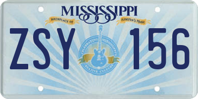 MS license plate ZSY156