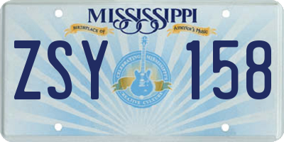 MS license plate ZSY158