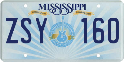 MS license plate ZSY160
