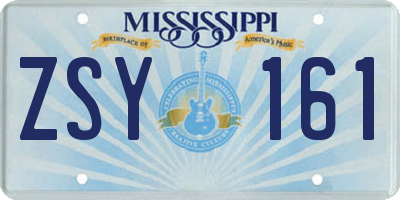 MS license plate ZSY161