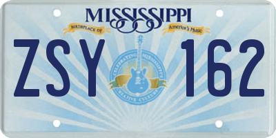 MS license plate ZSY162