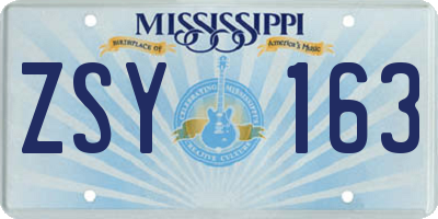 MS license plate ZSY163