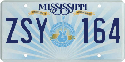 MS license plate ZSY164