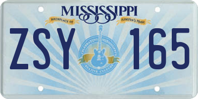MS license plate ZSY165