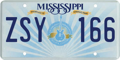 MS license plate ZSY166