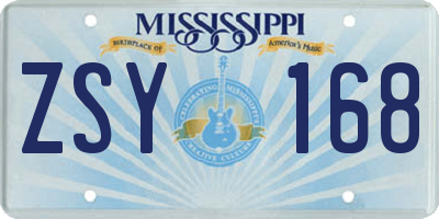 MS license plate ZSY168