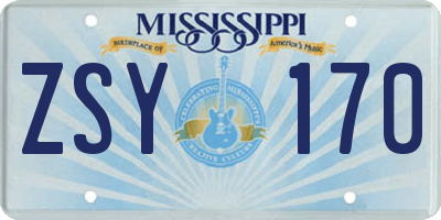 MS license plate ZSY170