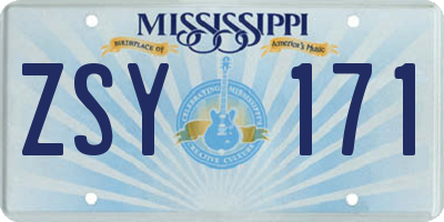 MS license plate ZSY171