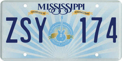 MS license plate ZSY174
