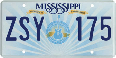 MS license plate ZSY175