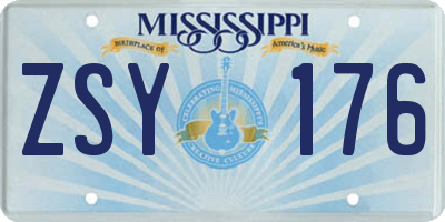 MS license plate ZSY176