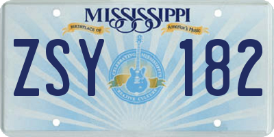 MS license plate ZSY182