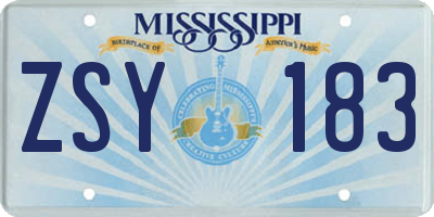 MS license plate ZSY183