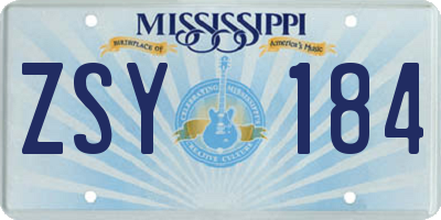 MS license plate ZSY184