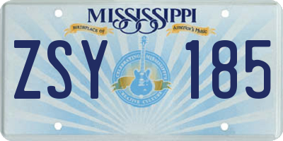 MS license plate ZSY185