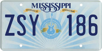 MS license plate ZSY186