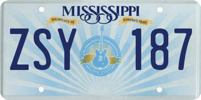 MS license plate ZSY187