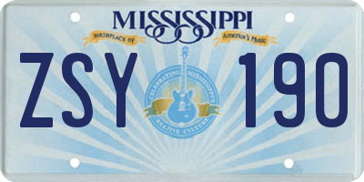 MS license plate ZSY190