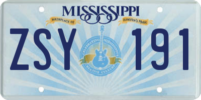 MS license plate ZSY191