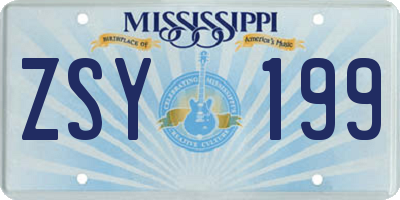 MS license plate ZSY199