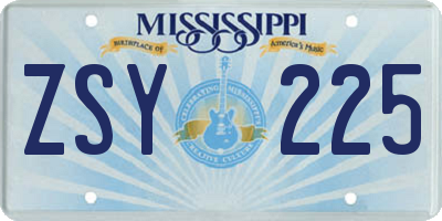 MS license plate ZSY225