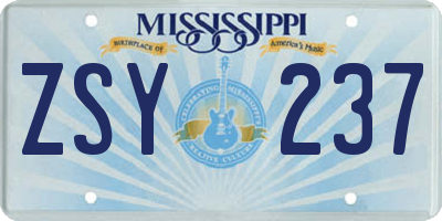 MS license plate ZSY237