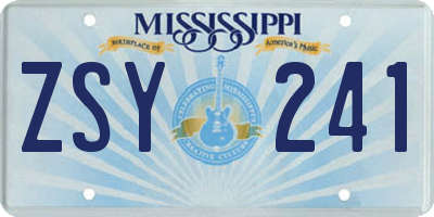 MS license plate ZSY241