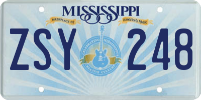 MS license plate ZSY248