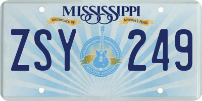 MS license plate ZSY249