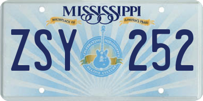 MS license plate ZSY252