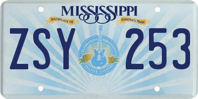 MS license plate ZSY253
