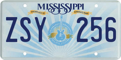 MS license plate ZSY256