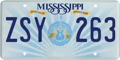 MS license plate ZSY263