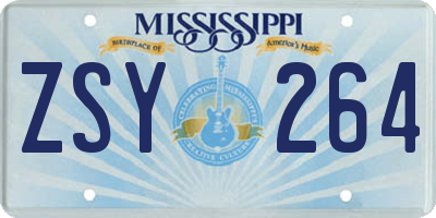 MS license plate ZSY264