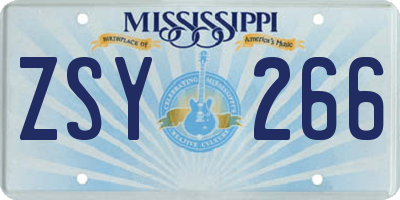 MS license plate ZSY266
