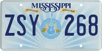 MS license plate ZSY268
