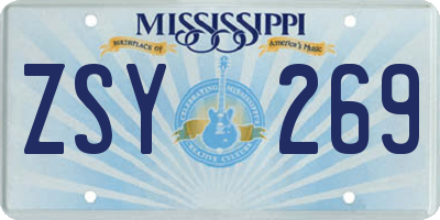 MS license plate ZSY269