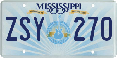 MS license plate ZSY270