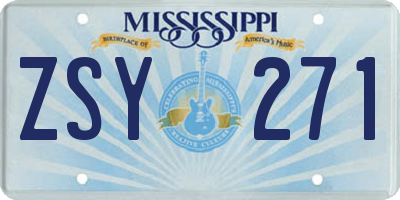MS license plate ZSY271