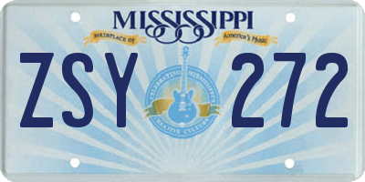 MS license plate ZSY272