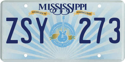 MS license plate ZSY273