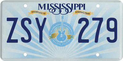 MS license plate ZSY279