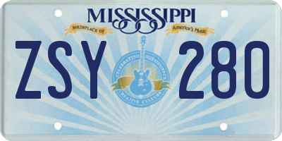 MS license plate ZSY280