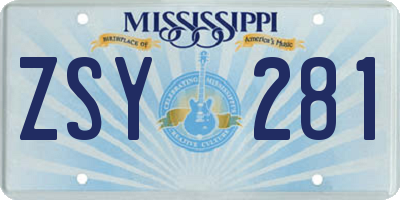 MS license plate ZSY281
