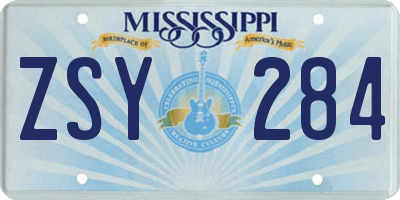 MS license plate ZSY284