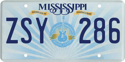 MS license plate ZSY286