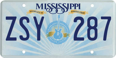 MS license plate ZSY287
